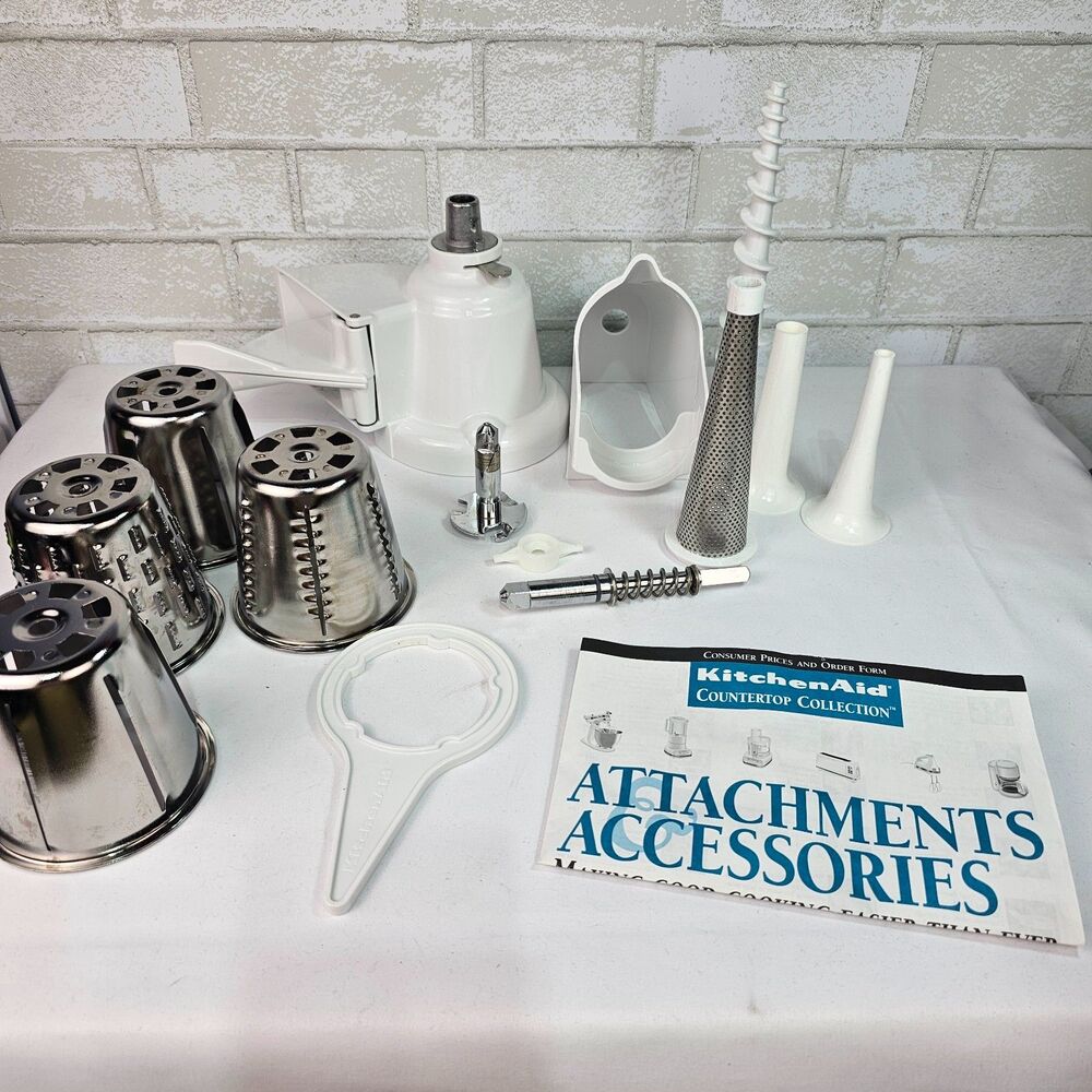 KitchenAid Rotor Slicer Shredder Attachment Set White 4 Cones Vintage